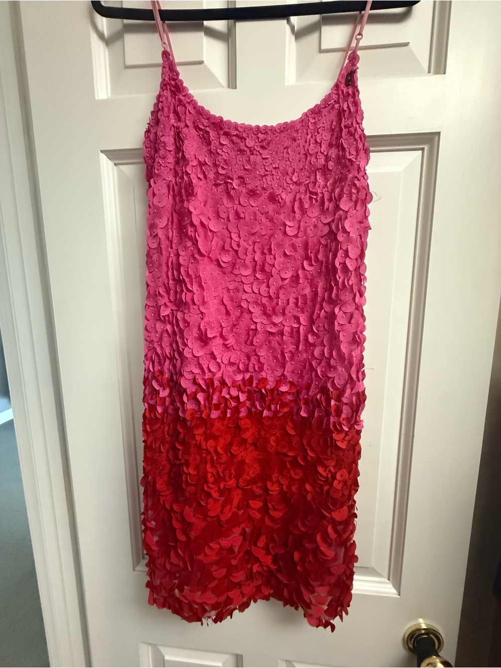Galliano Pink to Red Petal Sequin Mini Skirt